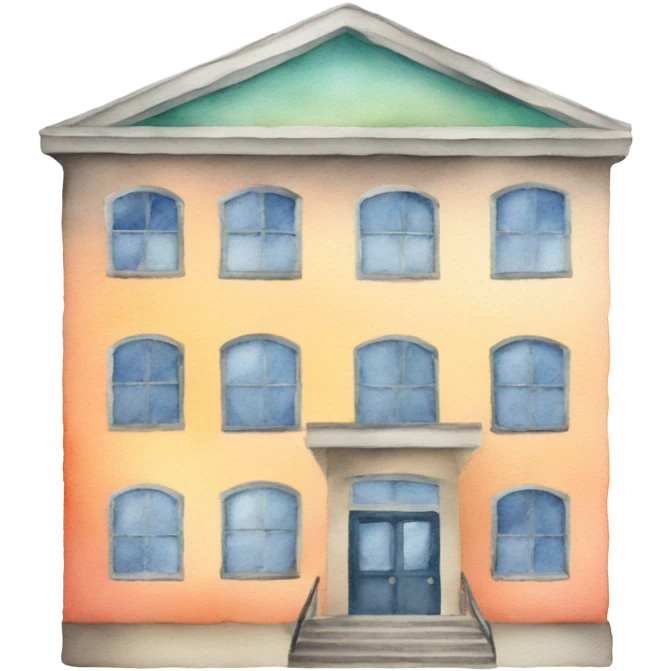 Watercolor paint school building emoji