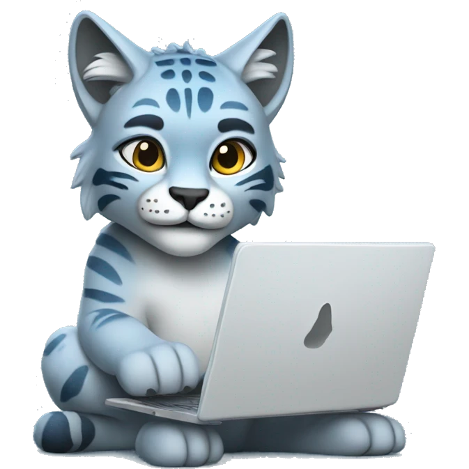 A blue lynx with a laptop emoji