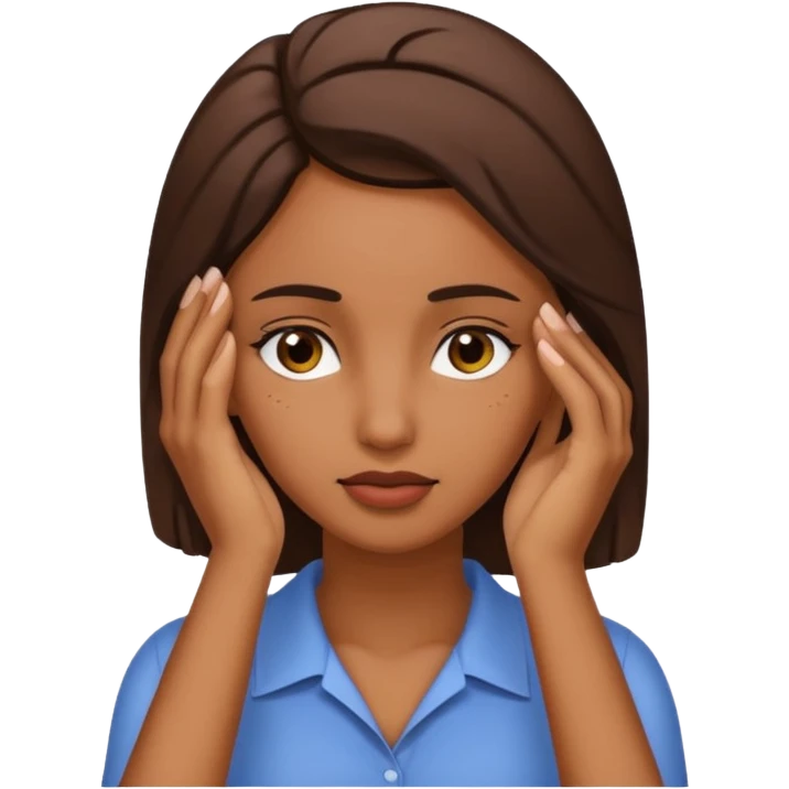 Mulher morena com mão na testa emoji