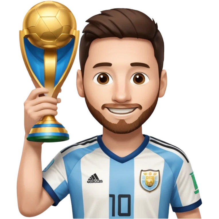 Messi holding the world cup trophy emoji