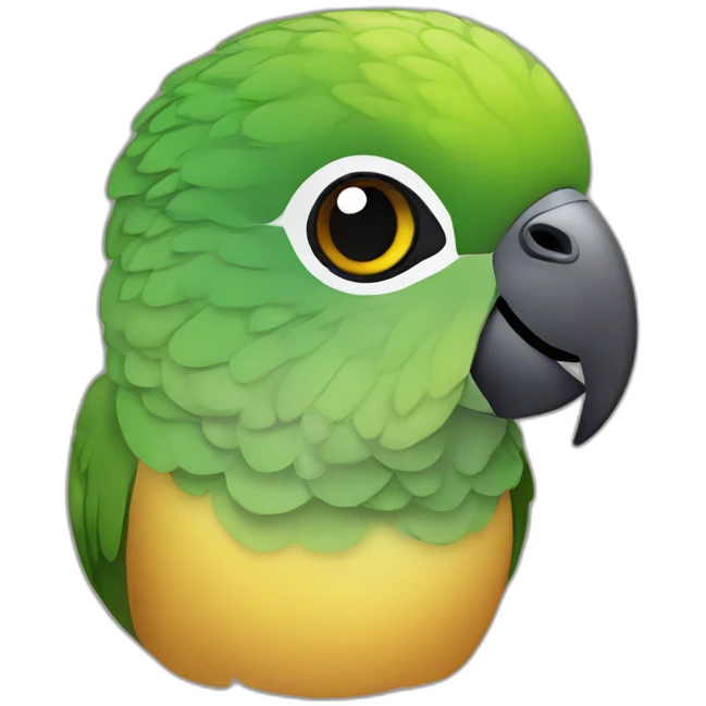 Green cheek conure talking woman emoji