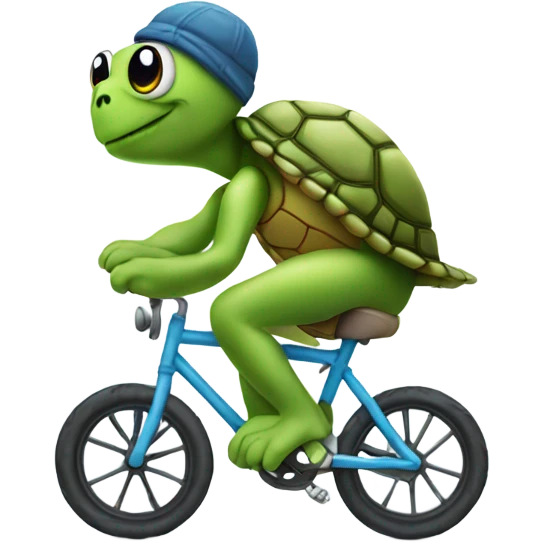 freezing turtle on a bike emoji