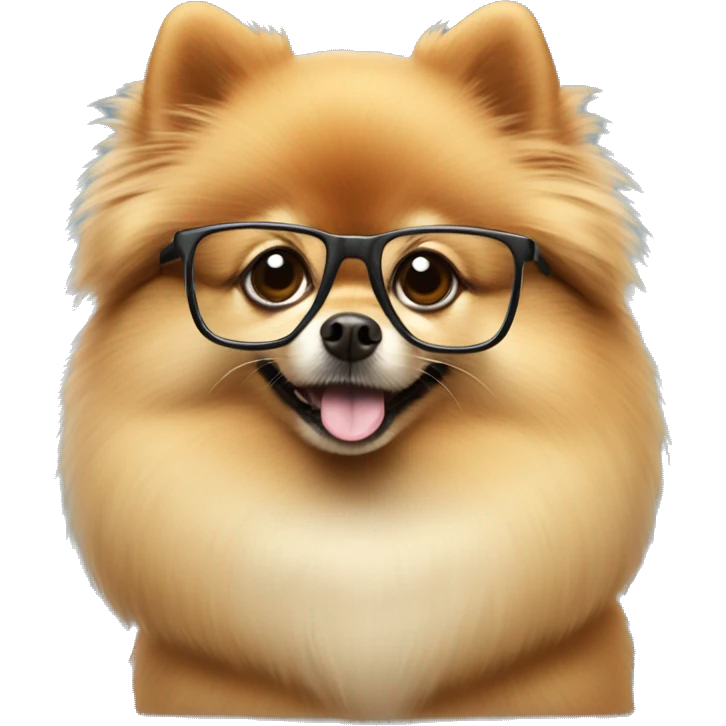 pomeranian with science glasses and pen emoji