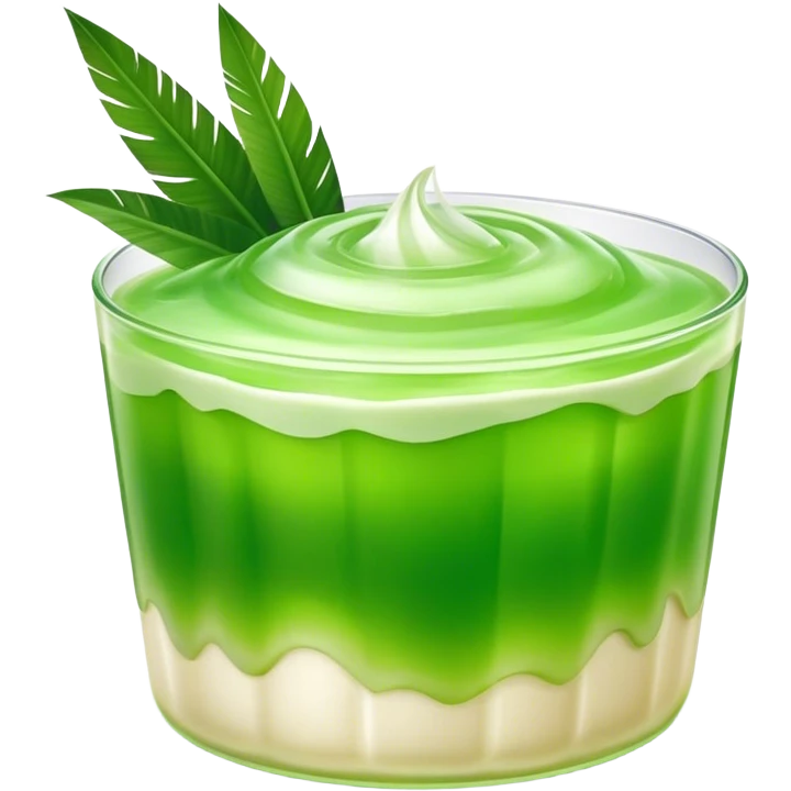 Cinematic Realistic Coconut Pandan Jelly Dessert Emoji, showcasing a delicate, translucent jelly infused with coconut and pandan rendered with lifelike detail and soft, tropical lighting. emoji
