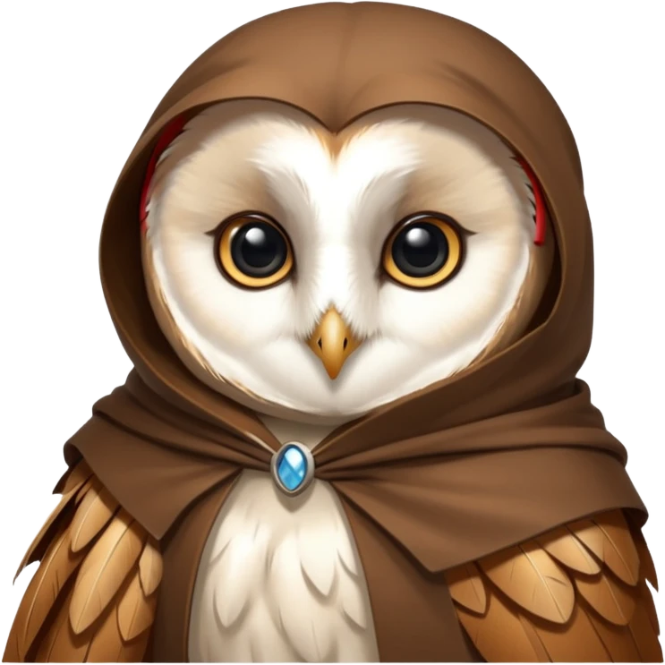white barn owl in brown cloak emoji
