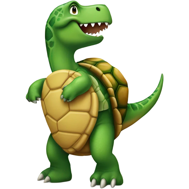 Dinosaur hugging turtle emoji