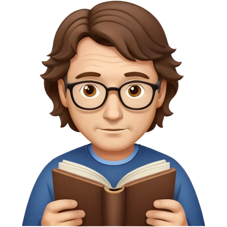 middle-aged man with neat wavy hair, no glasses, reading a book emoji