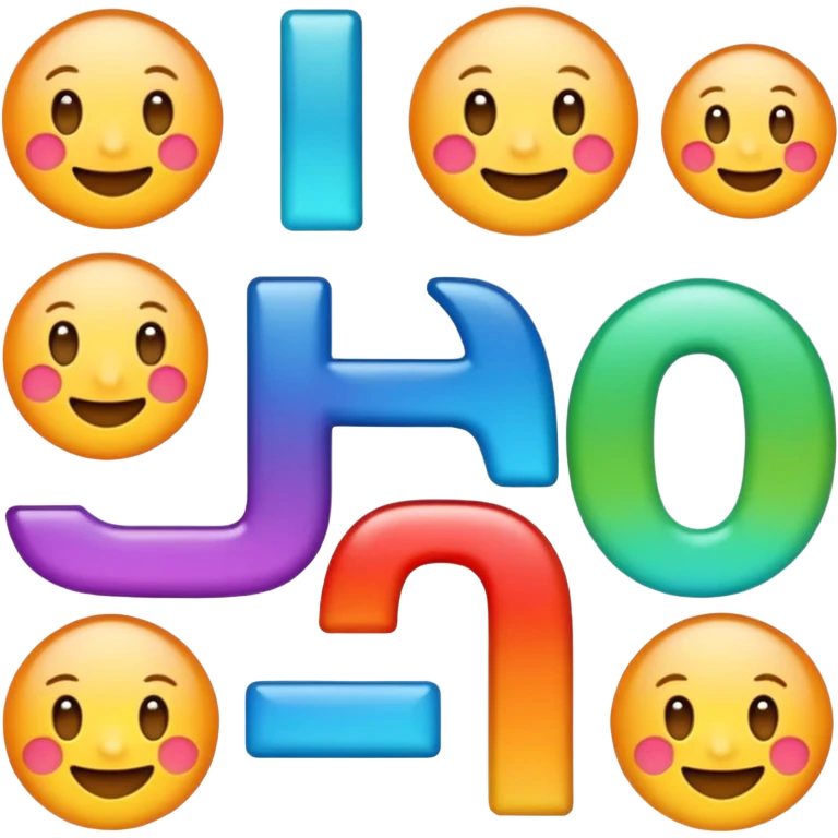 Emoji word “Metafora”, each letter as a metaphor, glossy emoji style, bright gradient, rounded vector, transparent background, PNG emoji