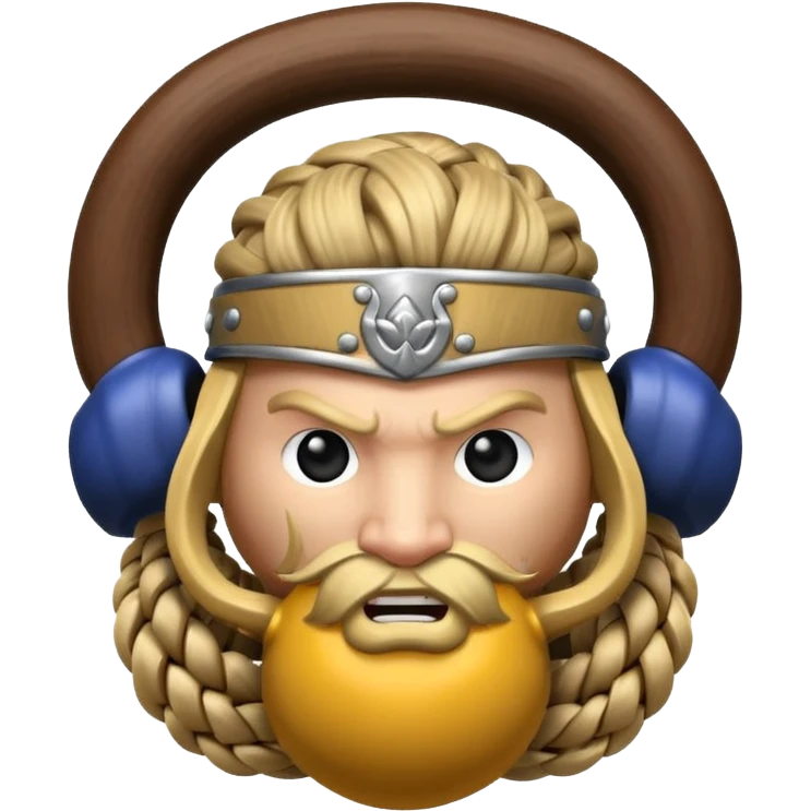 Una Kettlebell con la parte delantera con una vikinga con trenzas emoji