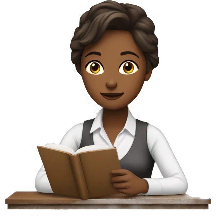 Female woman studying with coffee emoji