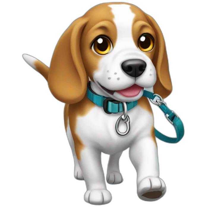 beagle walking in a leash emoji