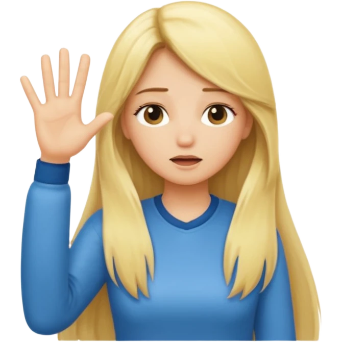 blonde cartoon girl long hair making time out gesture emoji