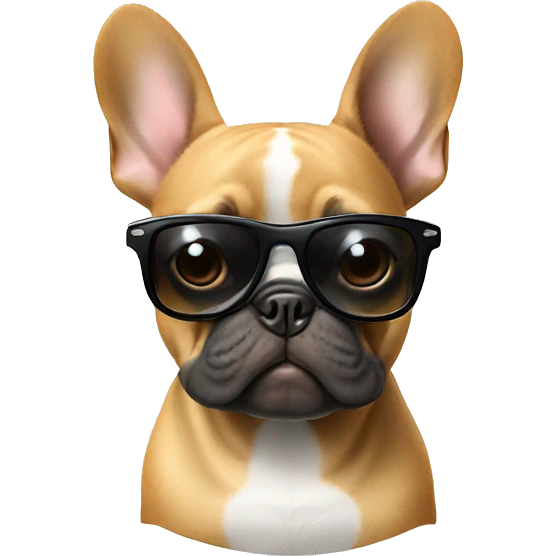 Frenchie wearing a sunglass emoji