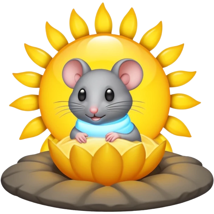 A gray mouse inside of a sun ☀️ 🐭 emoji
