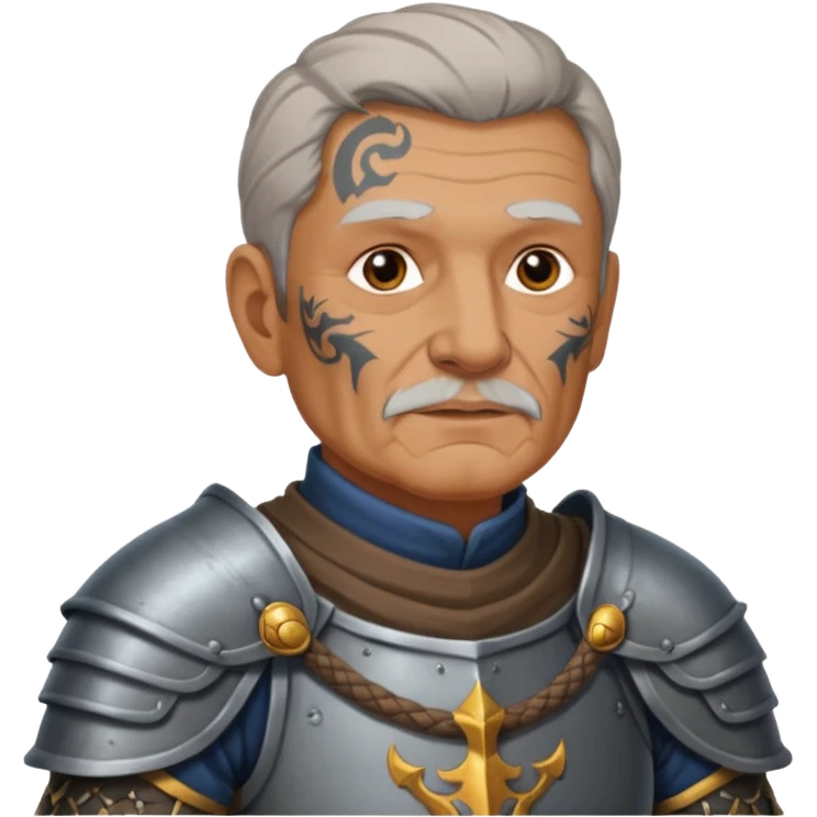 elderly tattooed knight, tattooed shoulder emoji