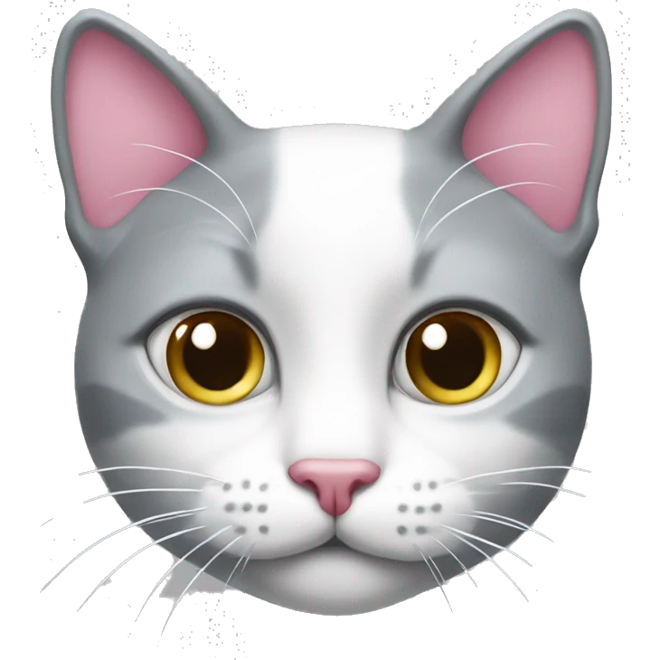 Gray-white cat with a pink nose emoji