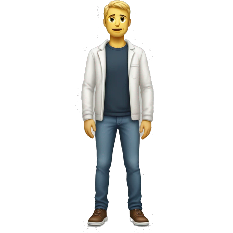 full body man as a common man white emoji