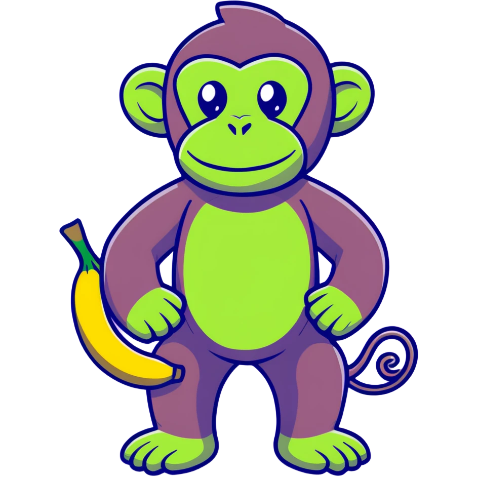 green chimpanzee with a banana body emoji