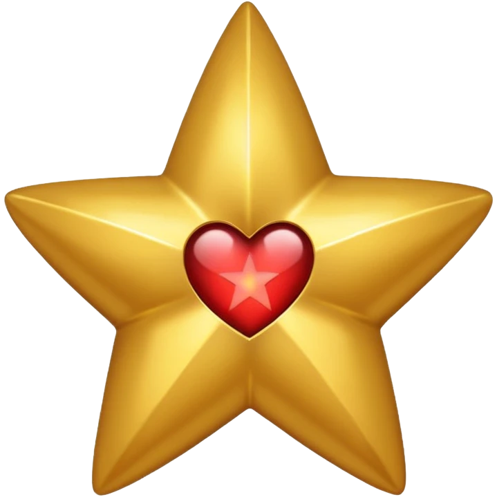 A star with a heart inside, golden and black emoji
