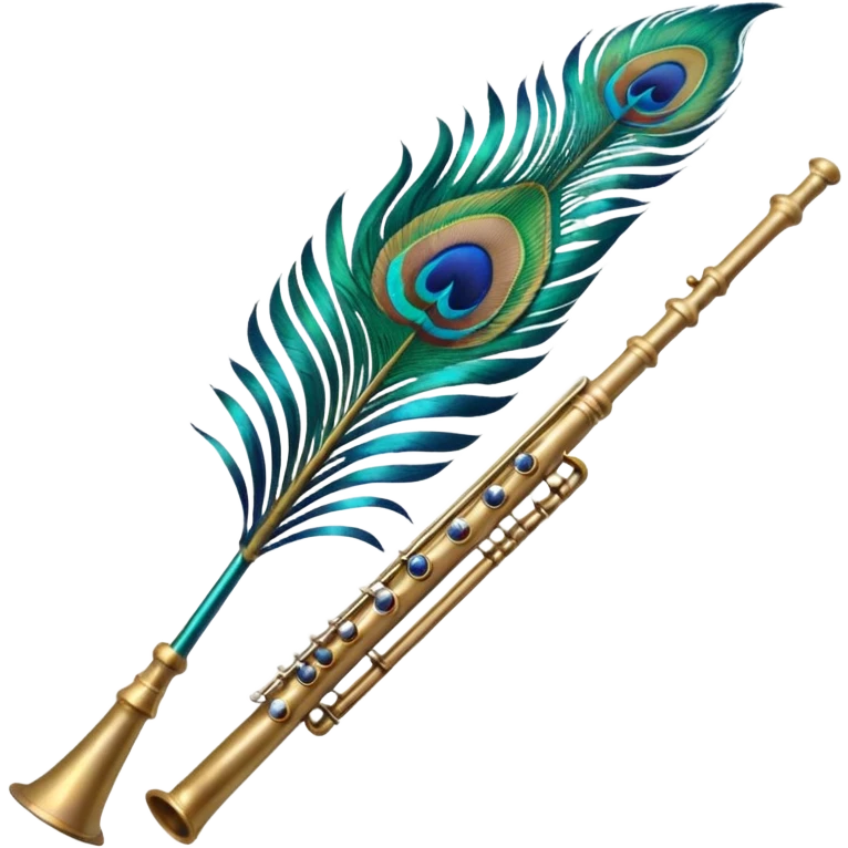 Peacock feather with flute emoji