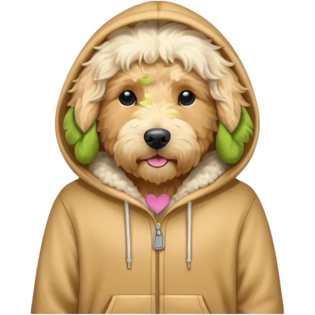 Goldendoodle in a hoodie  emoji