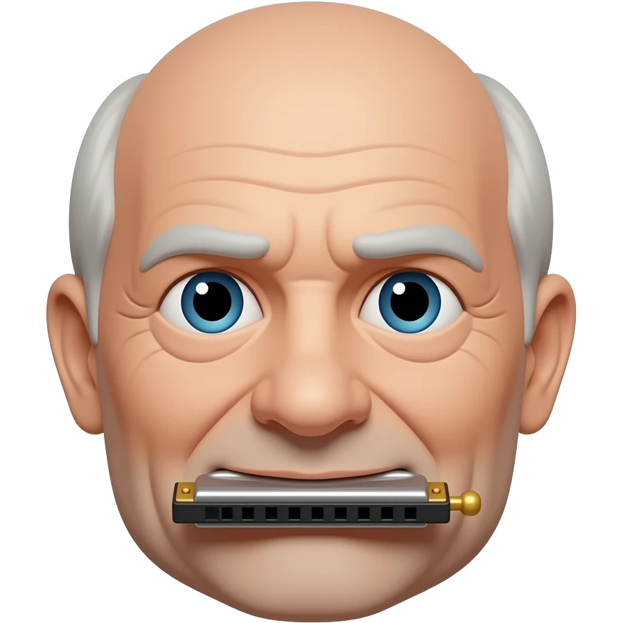 harmonica broat face old man few hair emoji