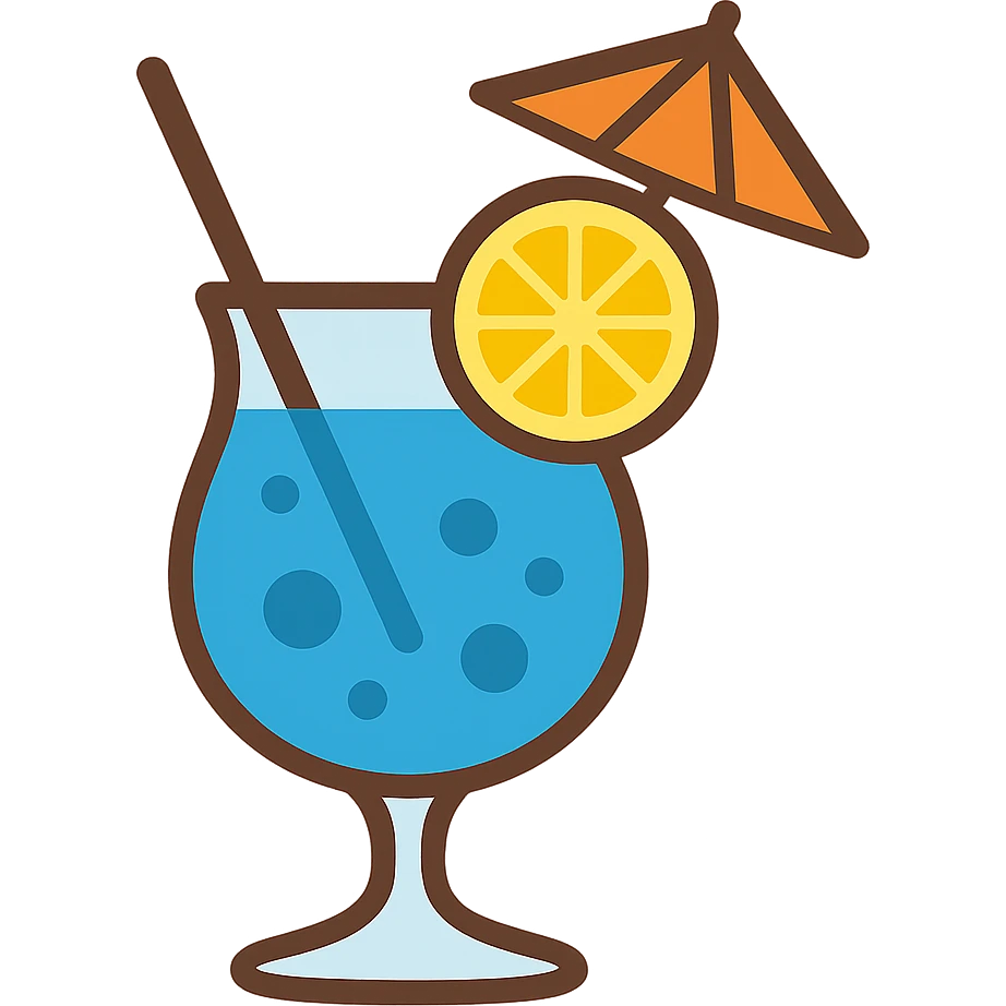 blue curaçao tropical cocktail, flat vector emoji
