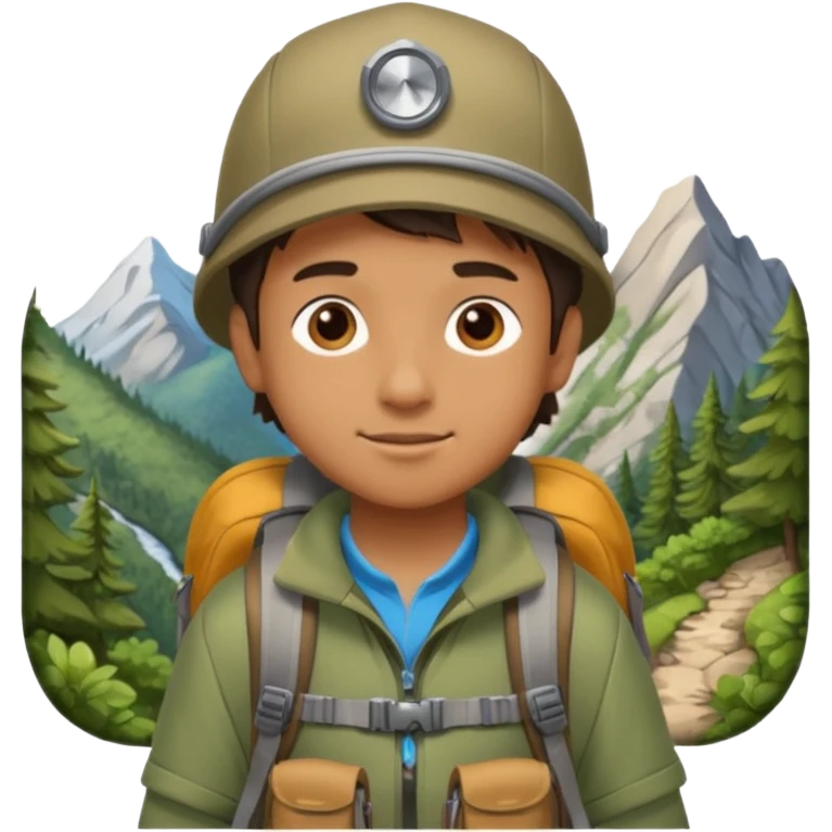 Boy + backpack,Mountain Campers. emoji