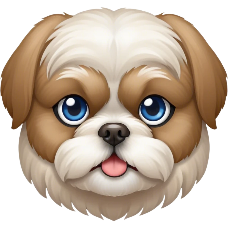 Beige and white Shih Tzu with one blue eye and one brown  emoji