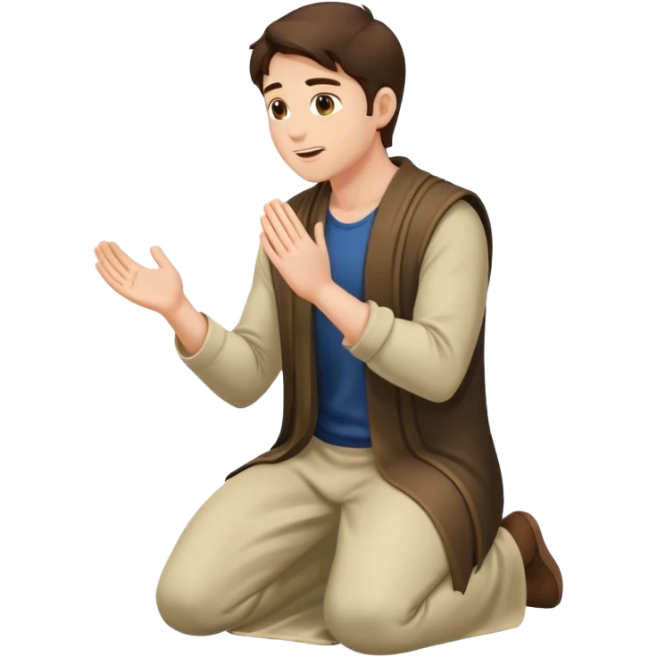Brunette man kneeling worshipping  emoji