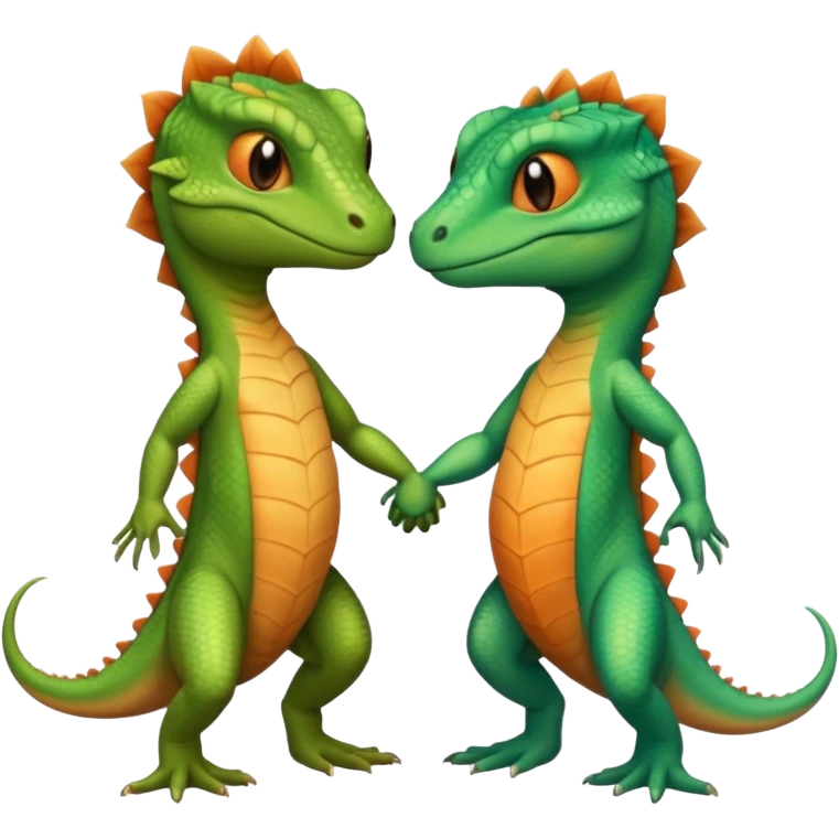 Romantic Lizard couple wear cute clothes  emoji