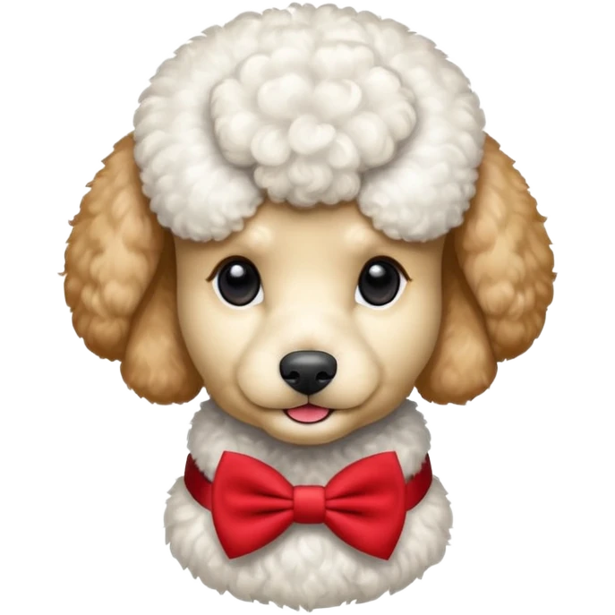 Poodle with red bow tie, portrait emoji