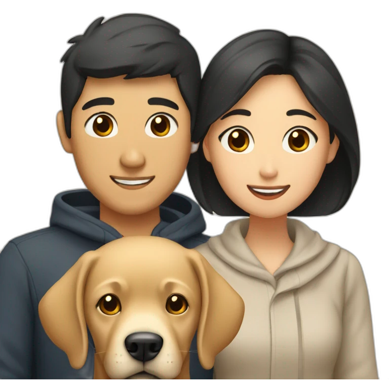 asian couple with labrador emoji