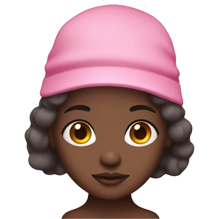 Dark complexion girl sleeping in a pink cap bonnet  feminine  emoji