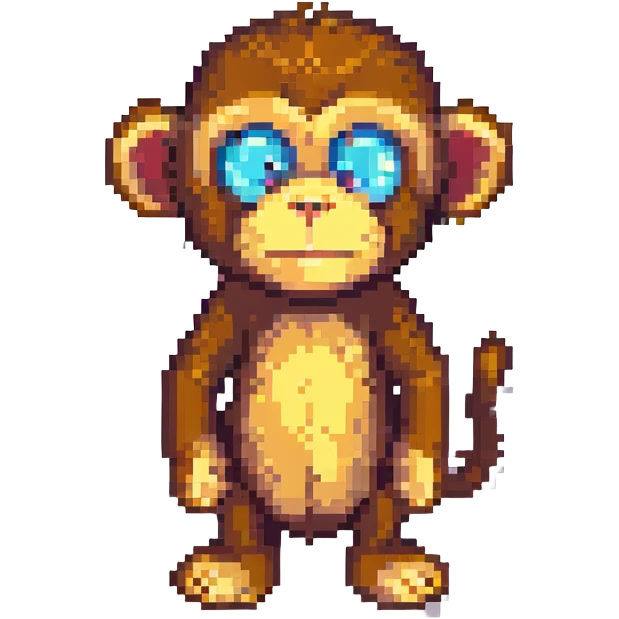 cartoon monkey pixel art style emoji