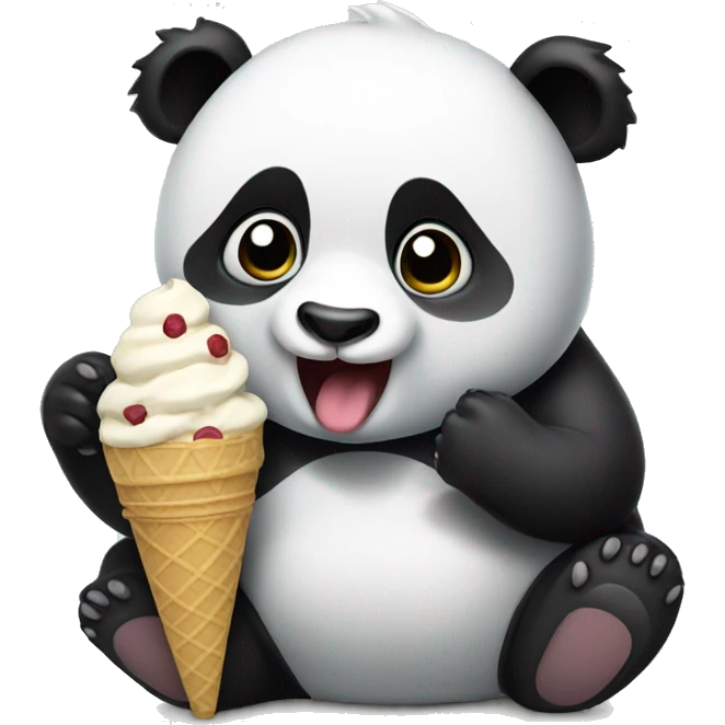 Panda eating ice cream emoji