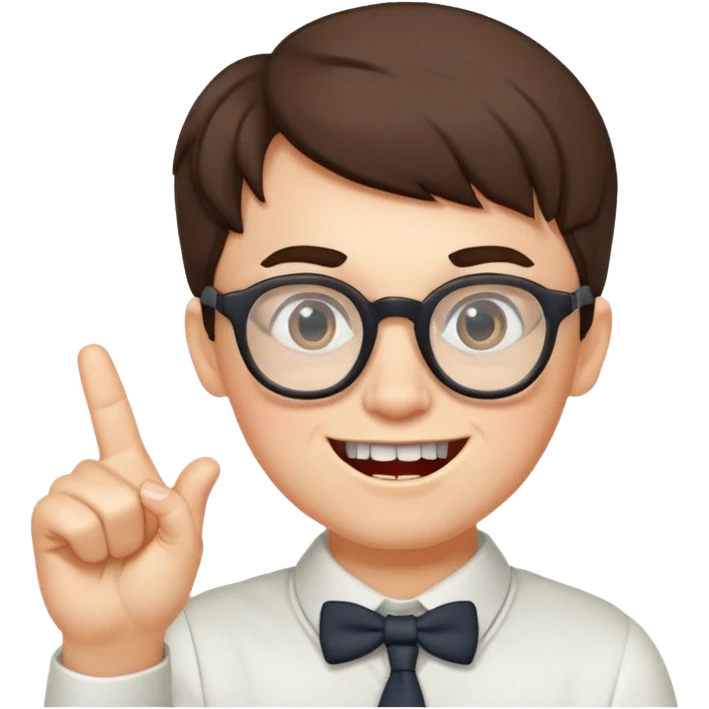 Nerd with glasses and one finger up and two teeth sticking out  emoji