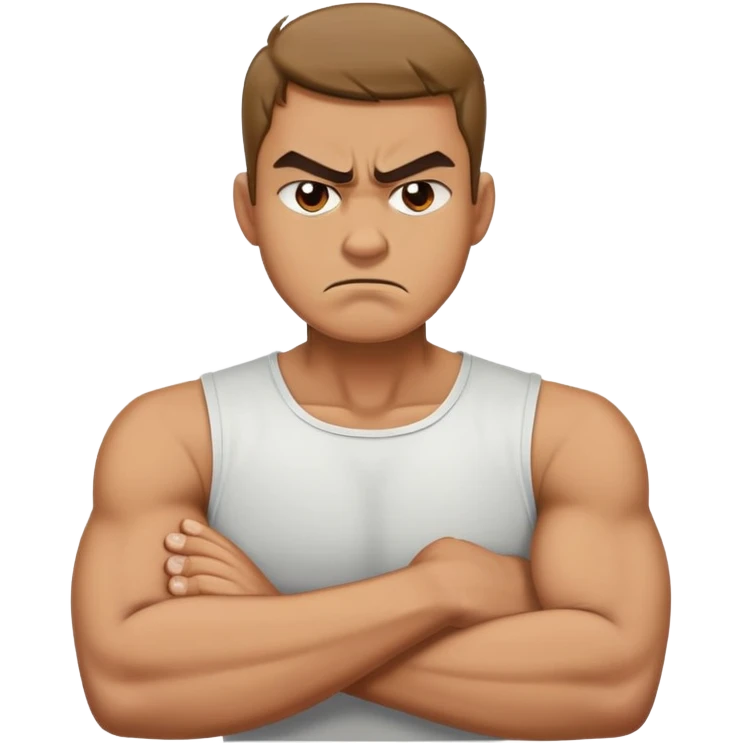 Man that’s angry having his arms crossed grabbing his neck  emoji