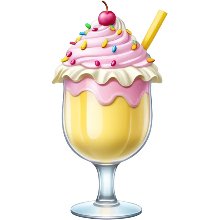 cute banana split with pink toppings in a ruffled cocktail glass emoji