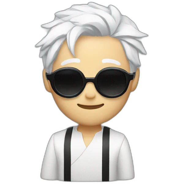Gojo satoru white hair with round black sunglasses emoji