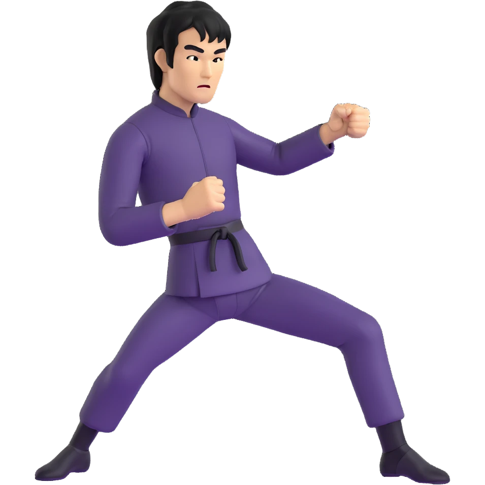 Bruce Lee performing his famous one-inch punch martial arts move emoji