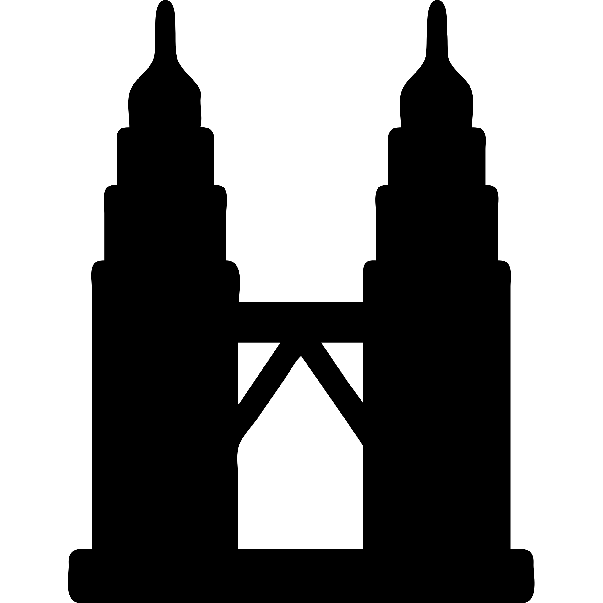minimalist solid icon of the Petronas Towers, straight-on view emoji