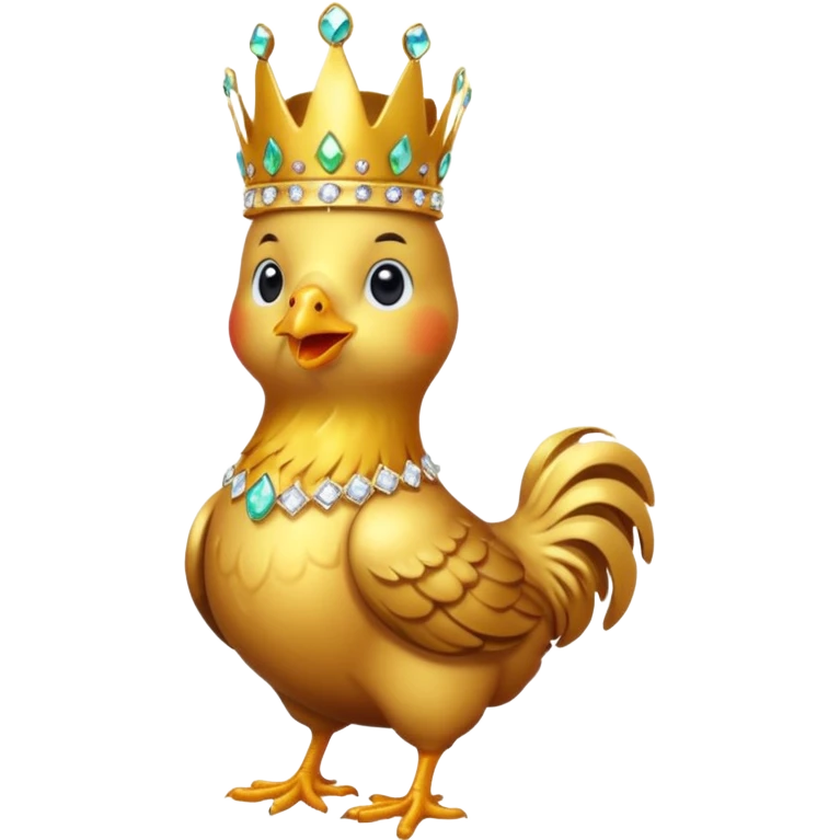 chicken King – proud golden chicken wearing a tall jeweled crown, sitting emoji