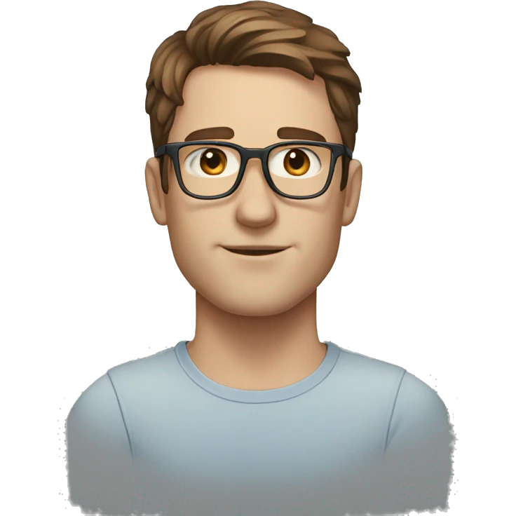 Male, short brown hair, blue eyes with glasses, sharp jawline, freckles emoji