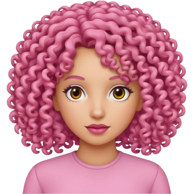 A women curly hair pink emoji