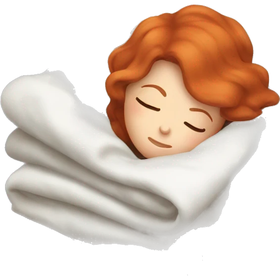 redhead girl sleeping with blankets emoji