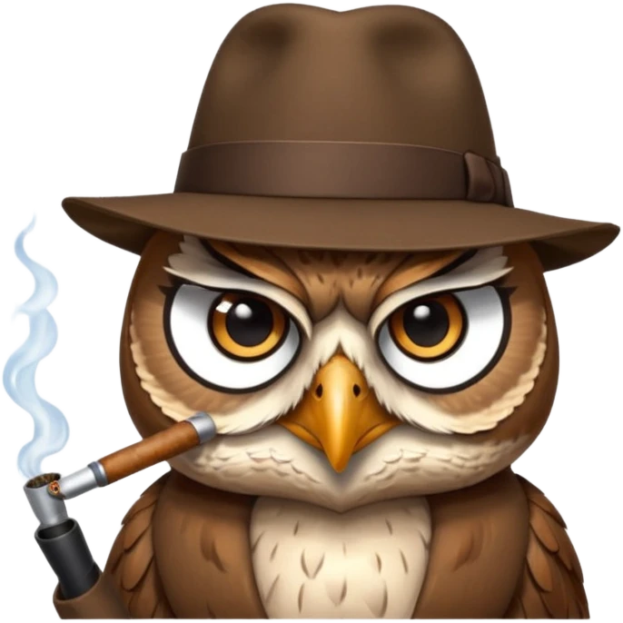 Owl smoking pipe with a fedora emoji