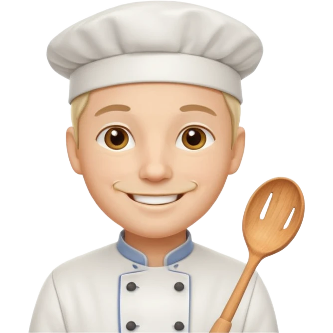chef emoji, classic white hat, smiling emoji