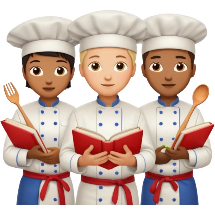 different chefs reading book, emoji