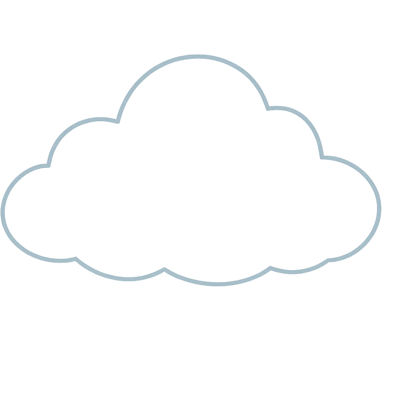 A fluffy cloud floating in a clear sky, simple and soft with gentle curves and minimal details emoji